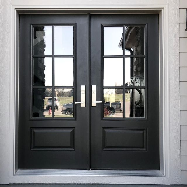 a double doors with glass panes